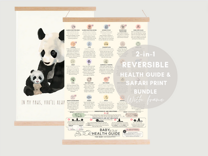 Reversible Baby Health Guide & Safari Print BUNDLE with frame