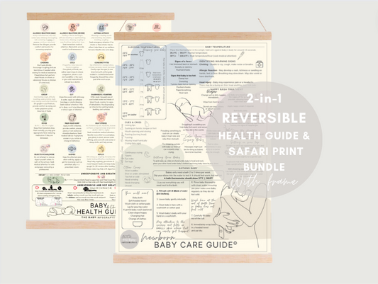 Reversible Essential Baby Care & Health Guide BUNDLE with frame